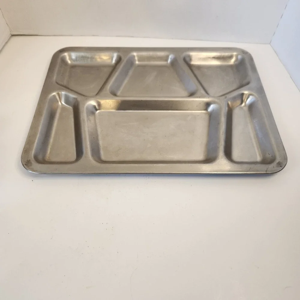 Vintage‎ US Navy USN Heavy Double Layer Riveted Steel Compartment Food Tray